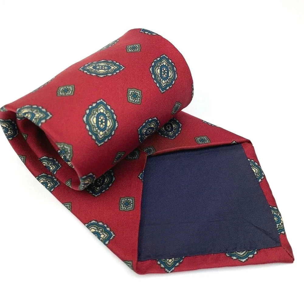 Keith Danials Tie Red 100% Silk Imported Fabric Woven Mens Necktie Made in USA